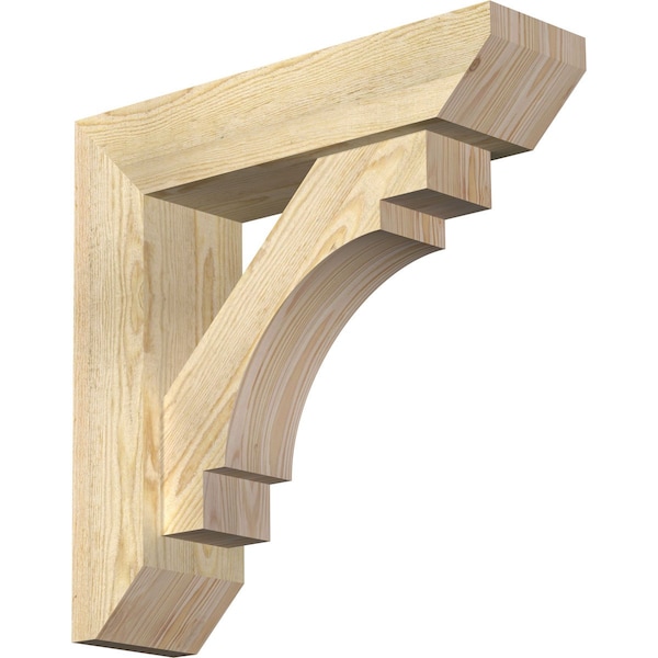 Ekena Millwork Merced Slat Rough Sawn Bracket w/ Offset Brace, Douglas Fir, 6"W x 22"D x 22"H BKT0604X22X22MRC06RDF - main